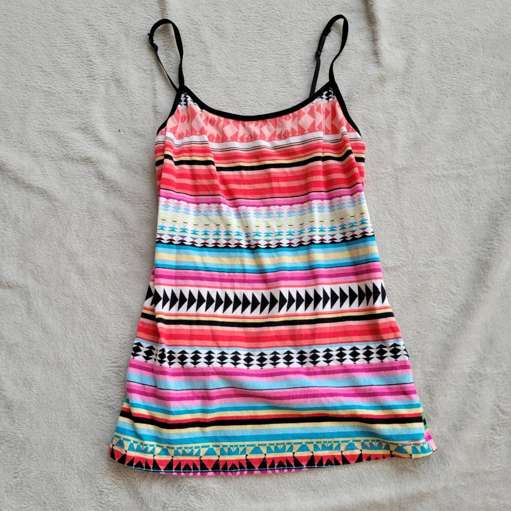 Freebird Tank Multi Pink Black Blue Cami M